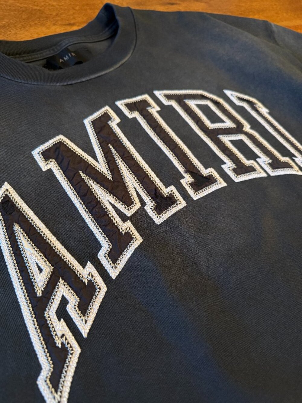 Men's Amiri Oversized T-Shirt with Patch Logo - Size XL Oversized.   Charcoal.
